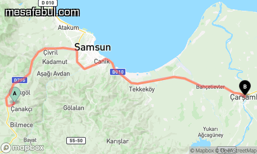 Samsun Çarşamba Samsun haritası